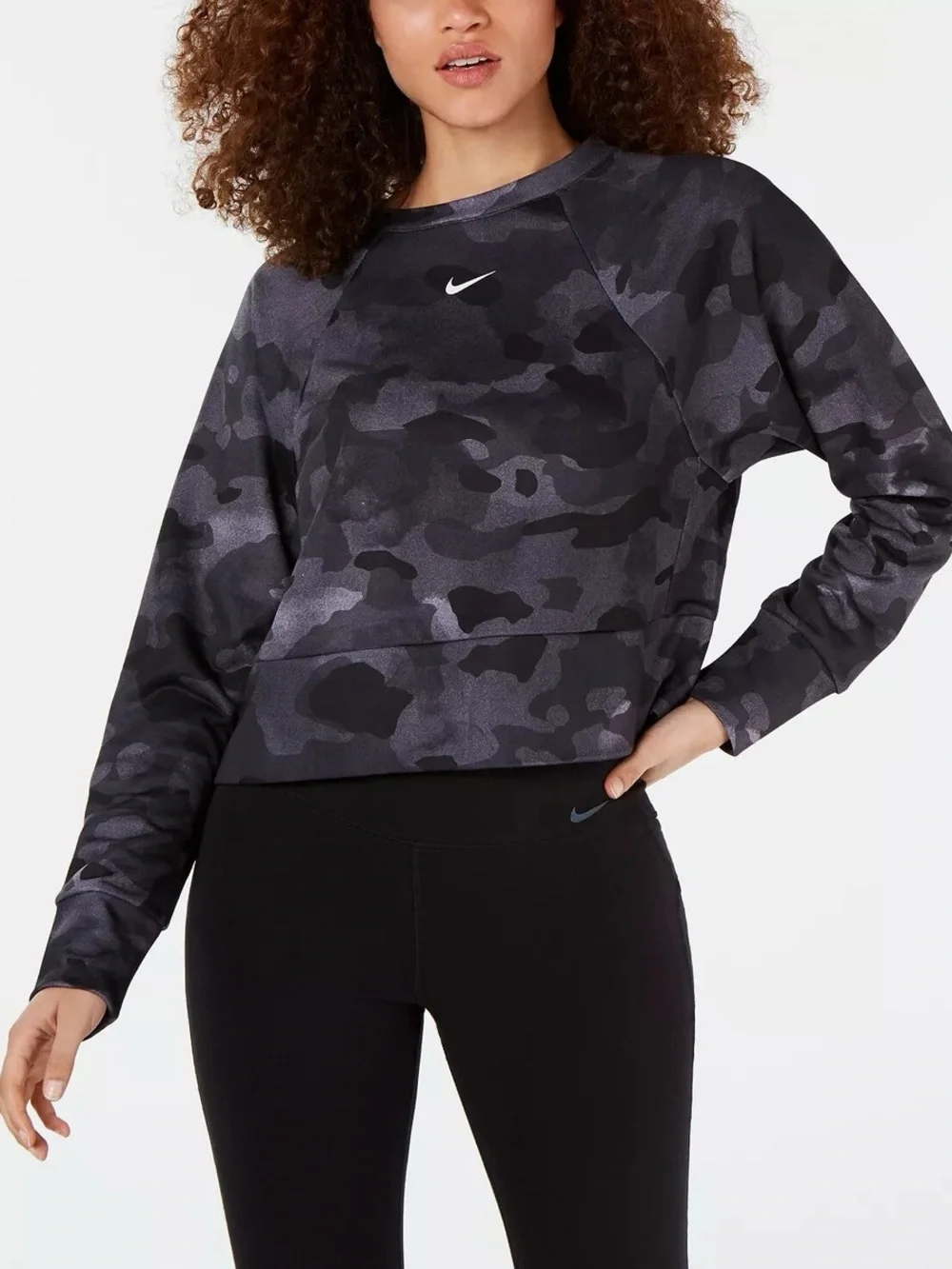 NWT Nike Dri-Fit Charcoal Camo Training Top Sweatshirt, Small